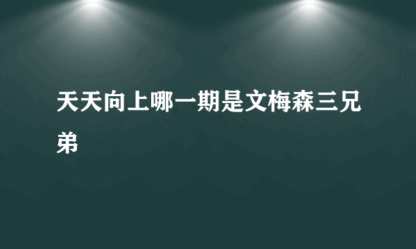 天天向上哪一期是文梅森三兄弟