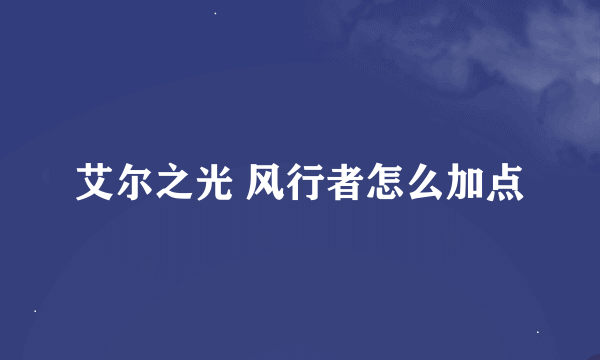 艾尔之光 风行者怎么加点