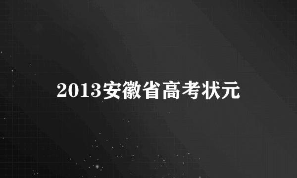 2013安徽省高考状元
