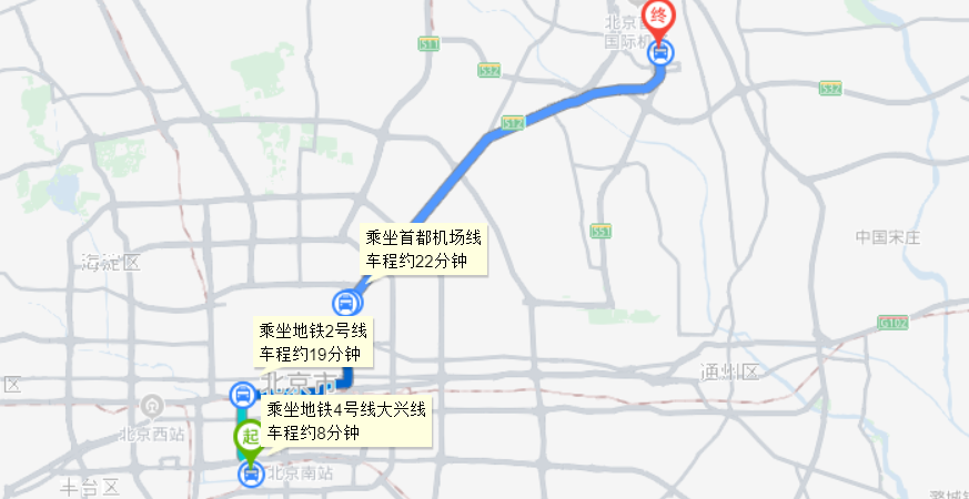 北京南站到首都国际机场