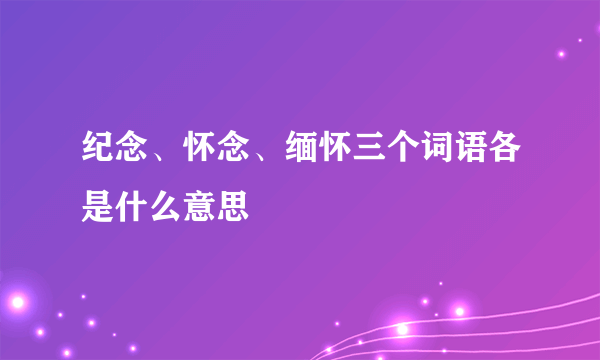 纪念、怀念、缅怀三个词语各是什么意思