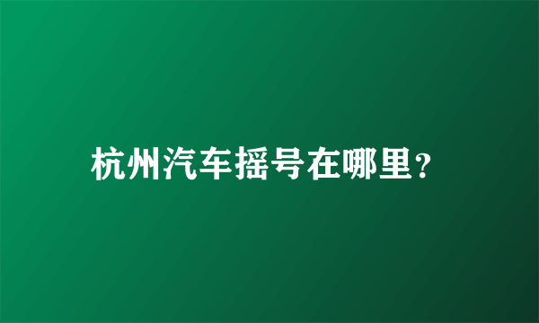 杭州汽车摇号在哪里？