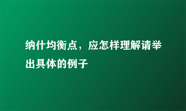 纳什均衡点，应怎样理解请举出具体的例子