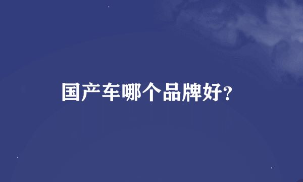 国产车哪个品牌好？