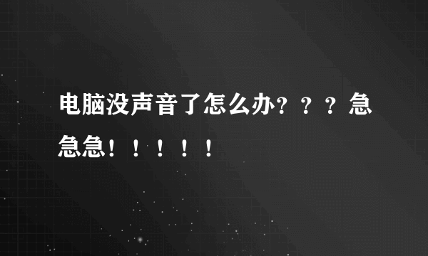 电脑没声音了怎么办？？？急急急！！！！！