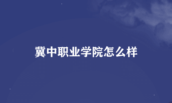 冀中职业学院怎么样