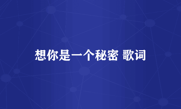 想你是一个秘密 歌词