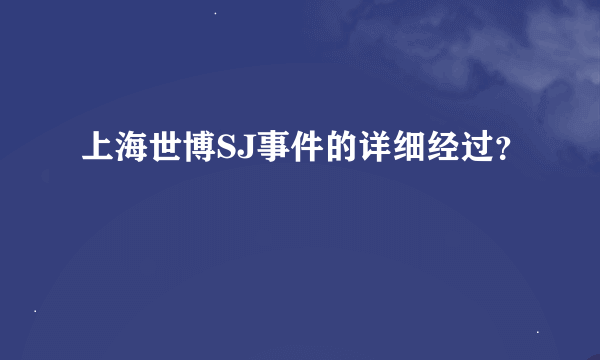 上海世博SJ事件的详细经过？