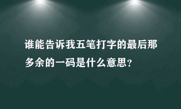 谁能告诉我五笔打字的最后那多余的一码是什么意思？