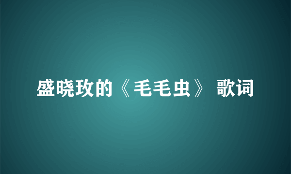 盛晓玫的《毛毛虫》 歌词