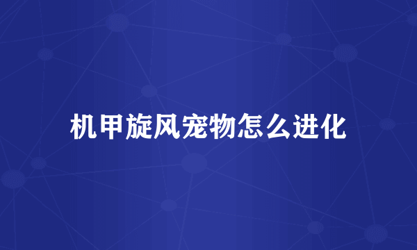 机甲旋风宠物怎么进化