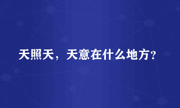 天照天，天意在什么地方？