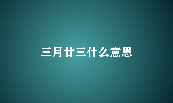三月廿三什么意思