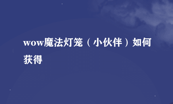 wow魔法灯笼（小伙伴）如何获得