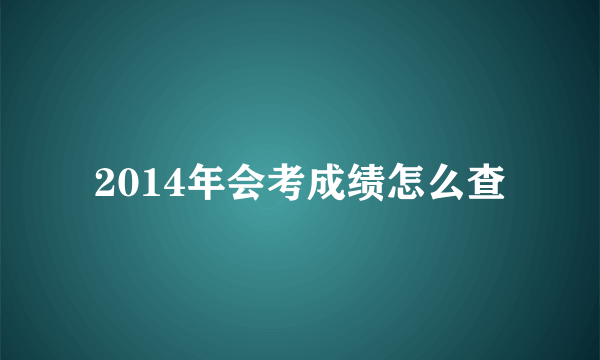 2014年会考成绩怎么查