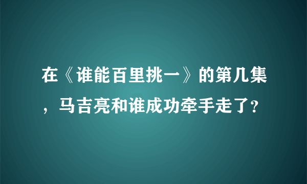 在《谁能百里挑一》的第几集，马吉亮和谁成功牵手走了？