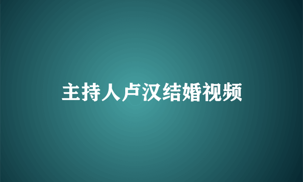 主持人卢汉结婚视频