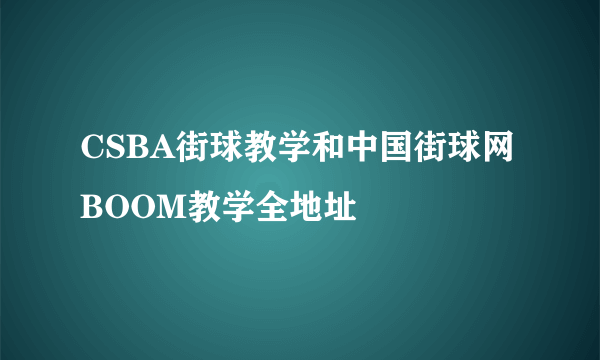 CSBA街球教学和中国街球网BOOM教学全地址