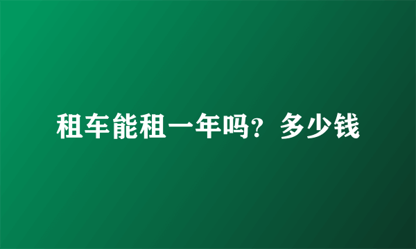 租车能租一年吗？多少钱