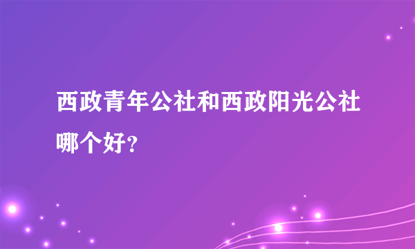 西政青年公社和西政阳光公社哪个好？