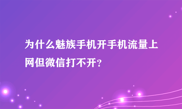 为什么魅族手机开手机流量上网但微信打不开？