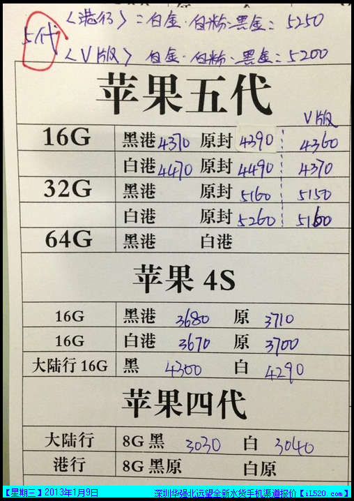 苹果5香港现在多少钱？需要最新报价