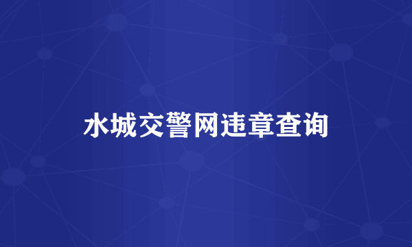 水城交警网违章查询