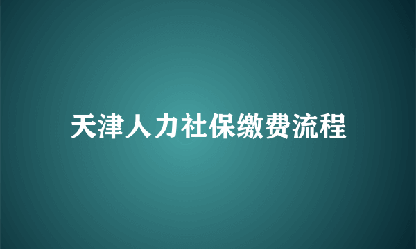 天津人力社保缴费流程