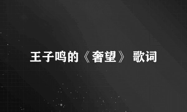 王子鸣的《奢望》 歌词