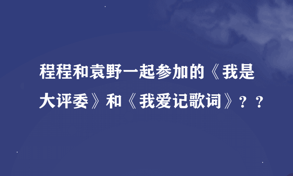 程程和袁野一起参加的《我是大评委》和《我爱记歌词》？？