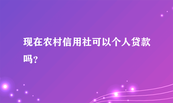 现在农村信用社可以个人贷款吗？