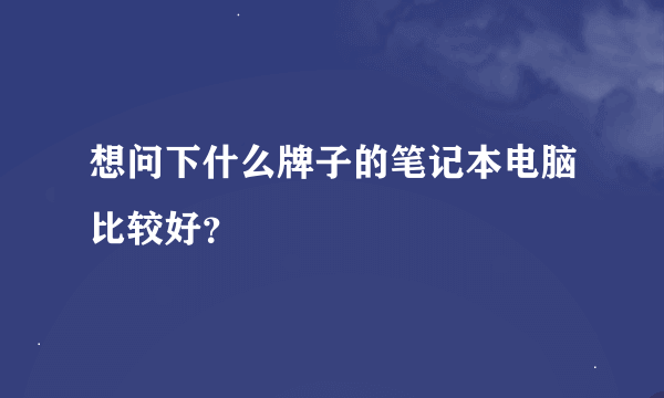 想问下什么牌子的笔记本电脑比较好？