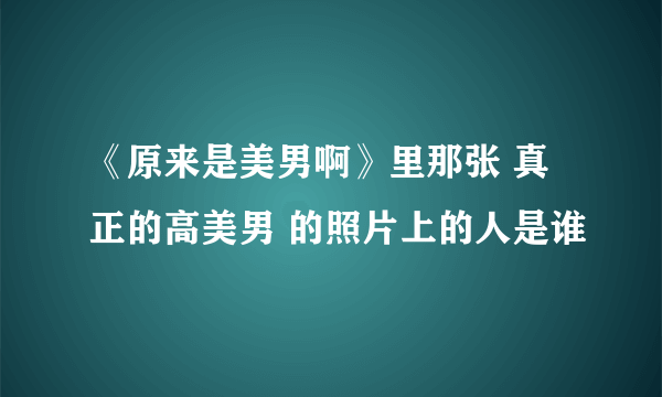 《原来是美男啊》里那张 真正的高美男 的照片上的人是谁