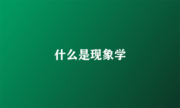 什么是现象学