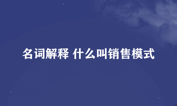 名词解释 什么叫销售模式