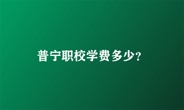 普宁职校学费多少？