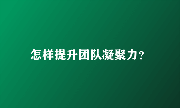 怎样提升团队凝聚力？