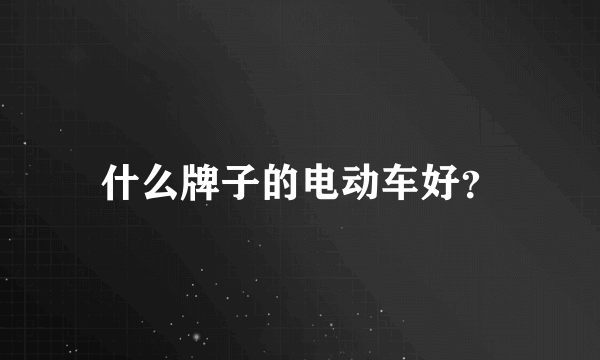 什么牌子的电动车好？