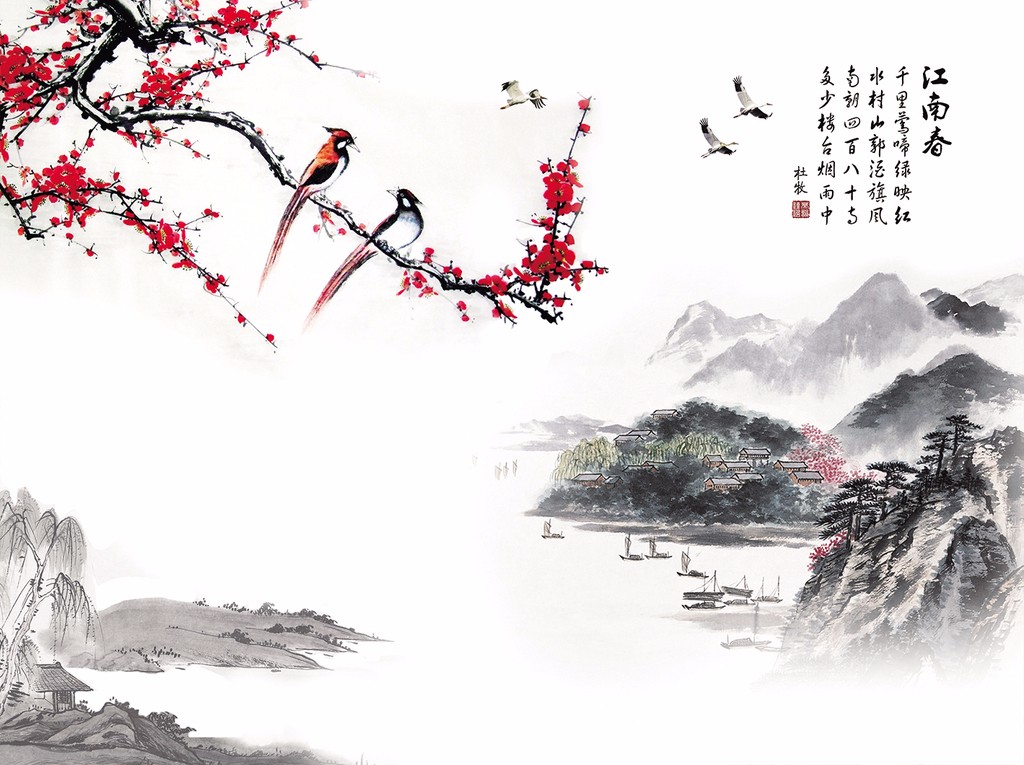 古诗：“千里莺啼绿映红，水村山郭酒旗风。”的意思是什么？