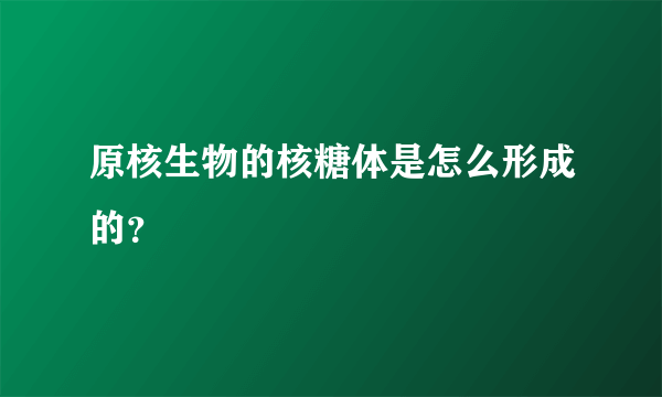 原核生物的核糖体是怎么形成的？