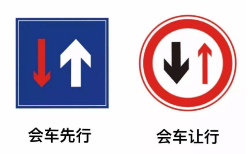 会车让行跟会车先行图标上有啥区别？