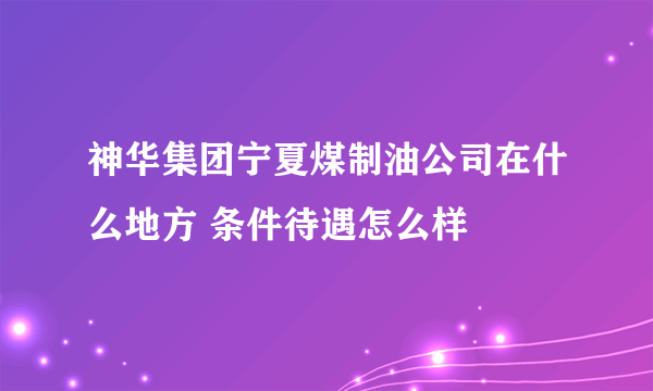 神华集团宁夏煤制油公司在什么地方 条件待遇怎么样
