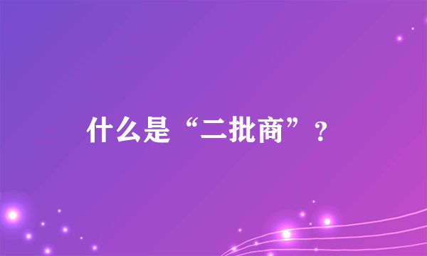 什么是“二批商”？