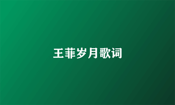 王菲岁月歌词