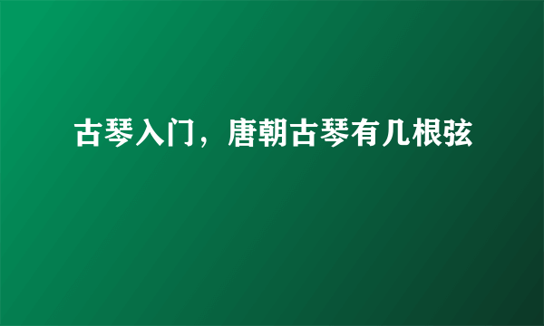 古琴入门，唐朝古琴有几根弦
