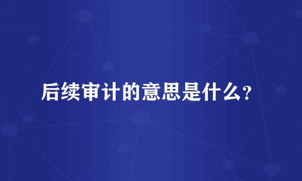 后续审计的意思是什么？