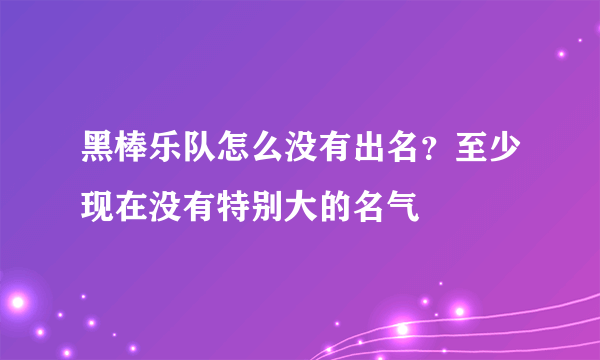 黑棒乐队怎么没有出名？至少现在没有特别大的名气