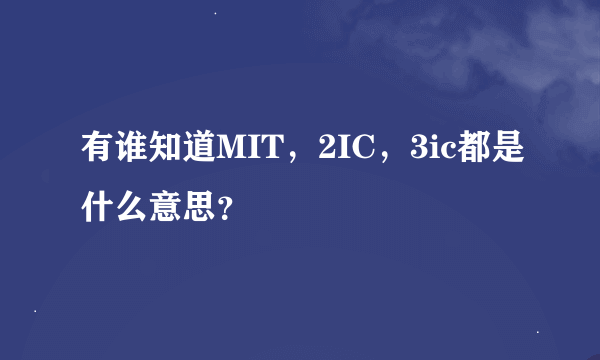 有谁知道MIT，2IC，3ic都是什么意思？
