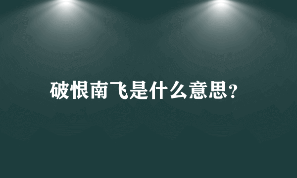 破恨南飞是什么意思？