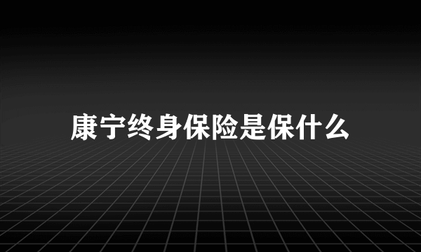康宁终身保险是保什么